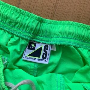 VTG Sideout Sport // Highlighter Green Parachute Pants (NWT-FLAW)
